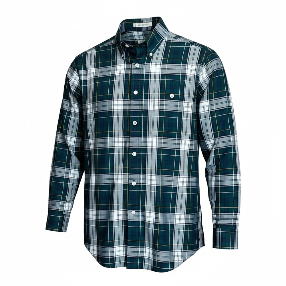 Orvis Men's Long Sleeve Button Up Tartan Plaid Shirt Blue Green White Size MED
